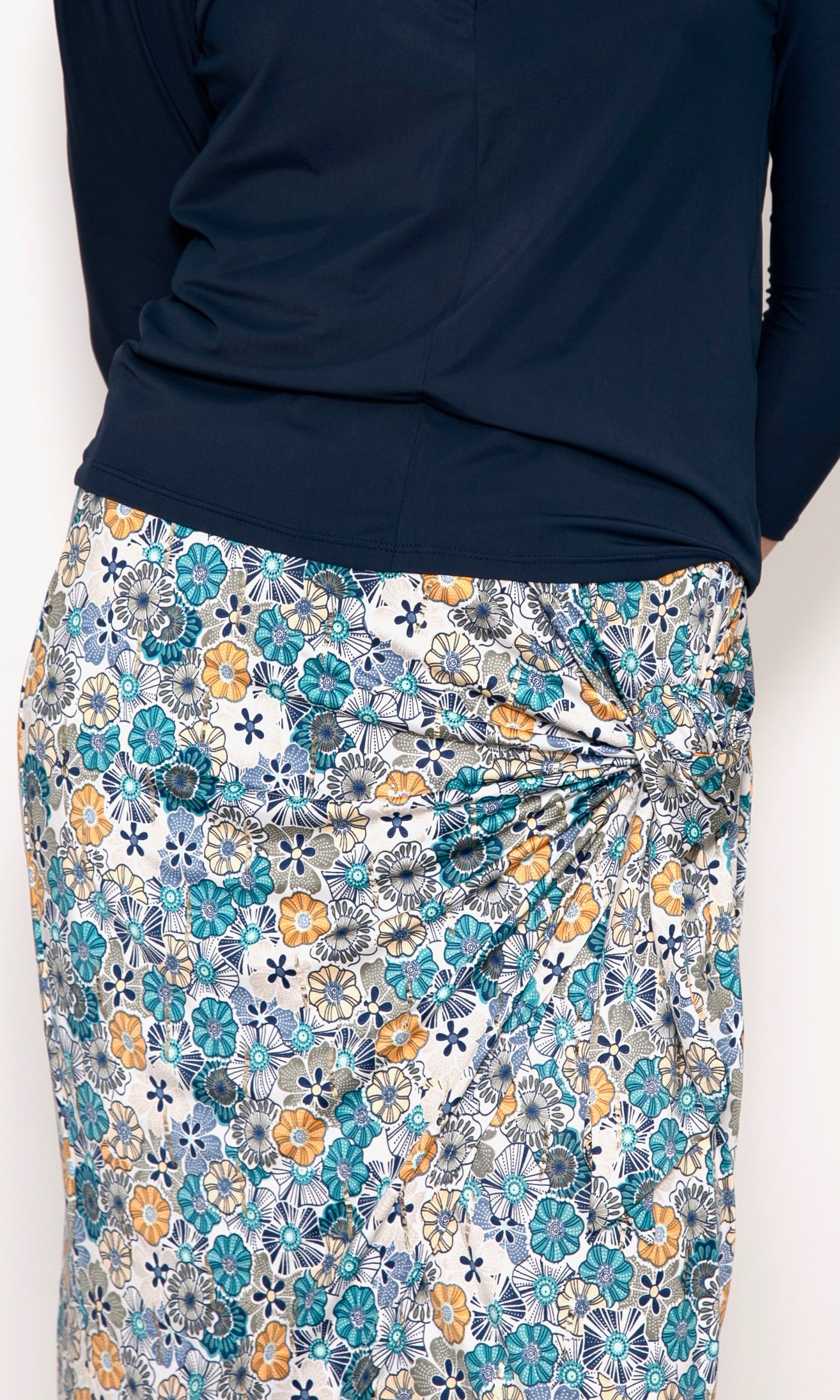 Floral Shimmer Wrap Skirt