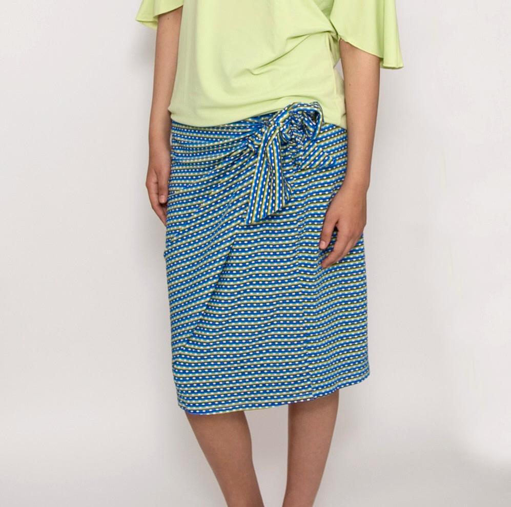 Blue & Lime Wrap Skirt
