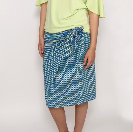 Blue & Lime Wrap Skirt