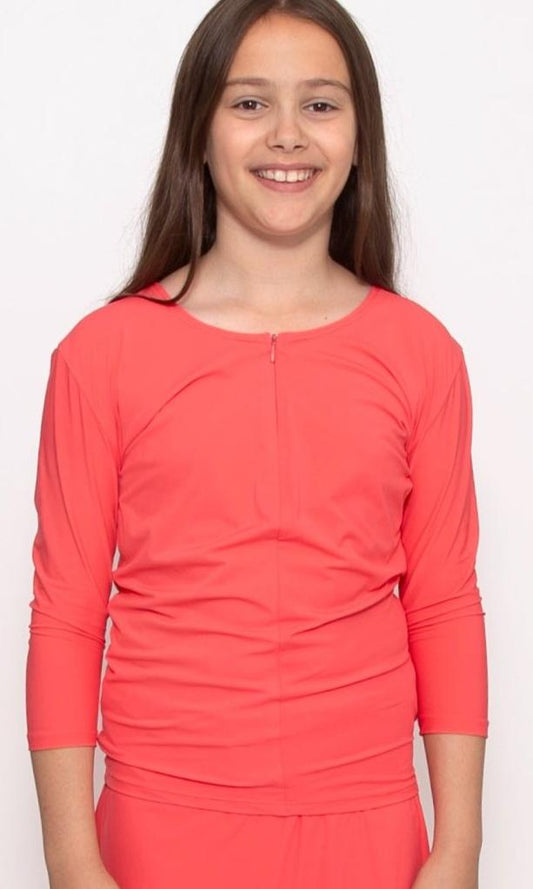 Kids Coral Zipper Top