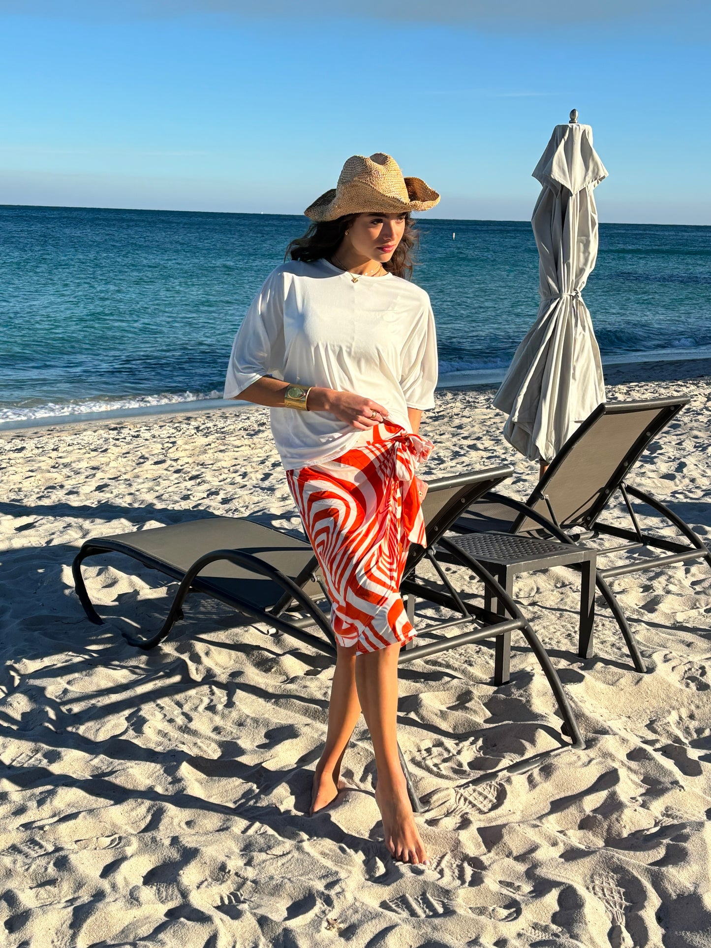 Cabana Orange Wrap Skirt