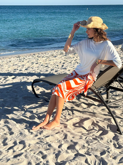 Cabana Orange Wrap Skirt