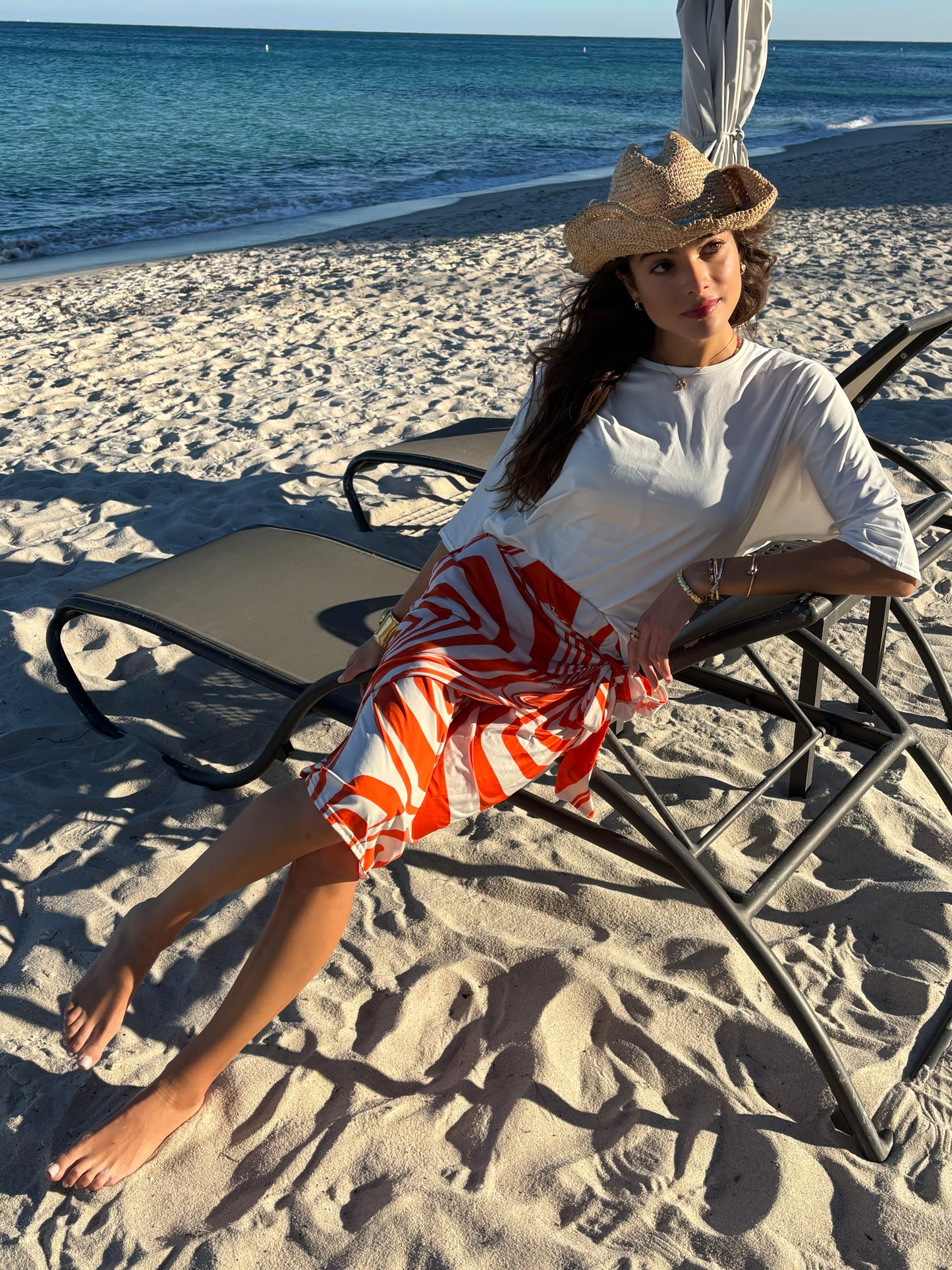 Cabana Orange Wrap Skirt