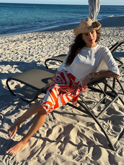 Cabana Orange Wrap Skirt