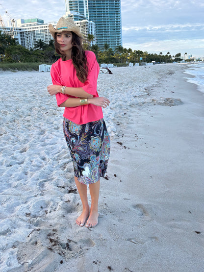 Midnight Paisley A-Line Skirt