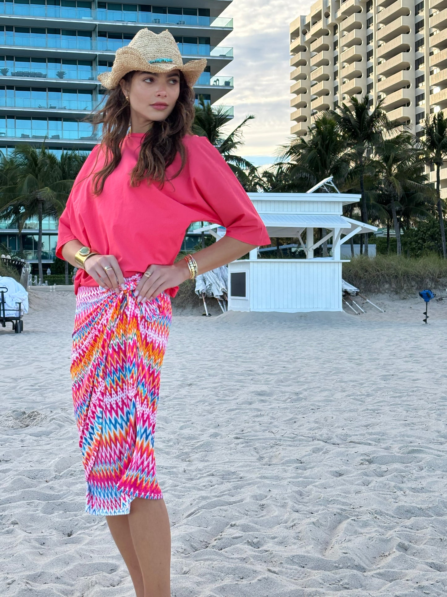 Neon Pink Wrap Skirt