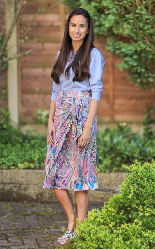 Paisley Coral Wrap Skirt