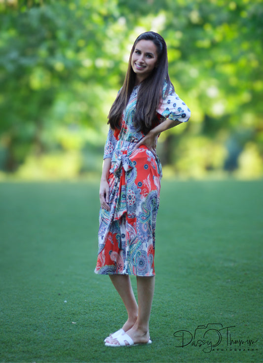 Paisley Orange Wrap Skirt